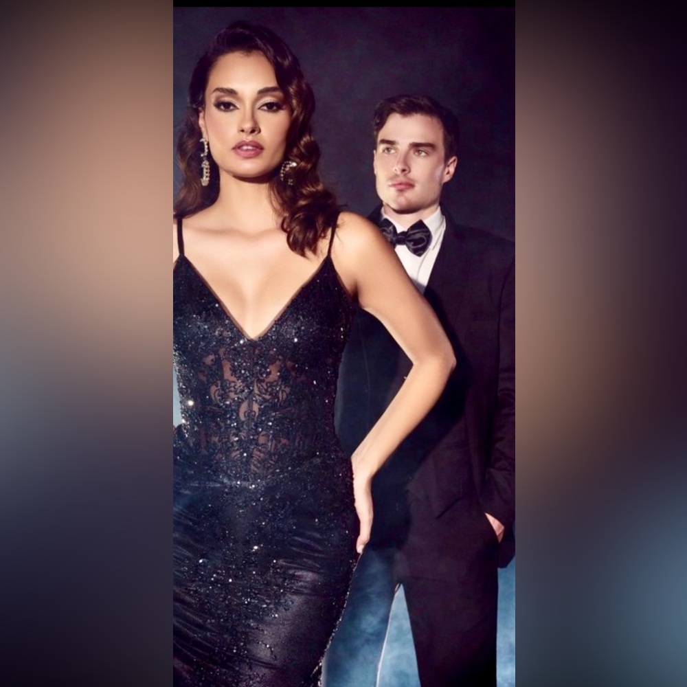 Elegant Black Sequin Gown, Prom Dress, Gala, Homecoming